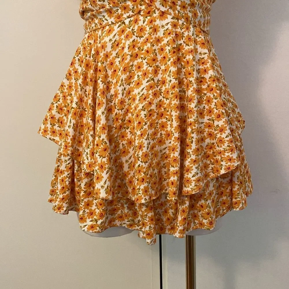 Saints and Secrets Yellow Floral Mini Playsuit / Romper Size Small - Picture 5 of 13